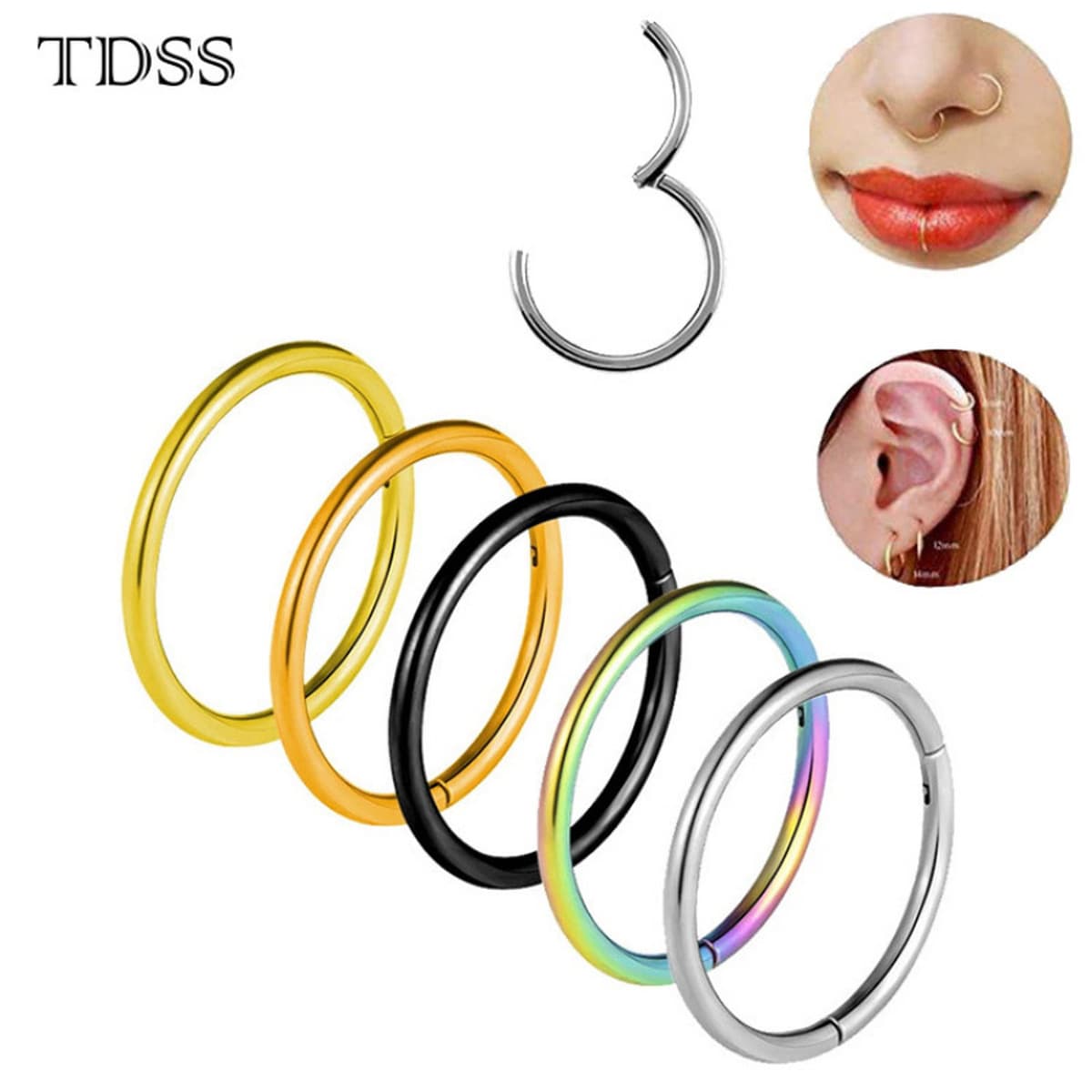 Оптовая продажа от производителя: украшения из титановой стали, пирсинг, кольца для носа из нержавеющей стали с закрытым...