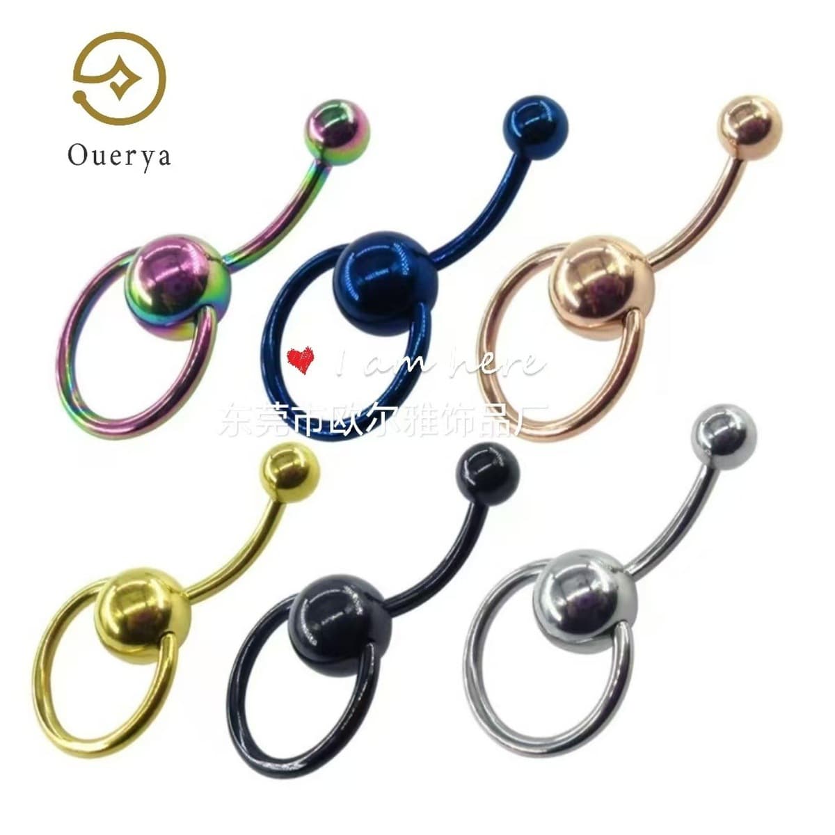 Нержавеющая сталь тело пирсинг ювелирные изделия пупка кольцо пупка кольцо пупка кольцо кольцо мяч круг с просверлкой пупка...