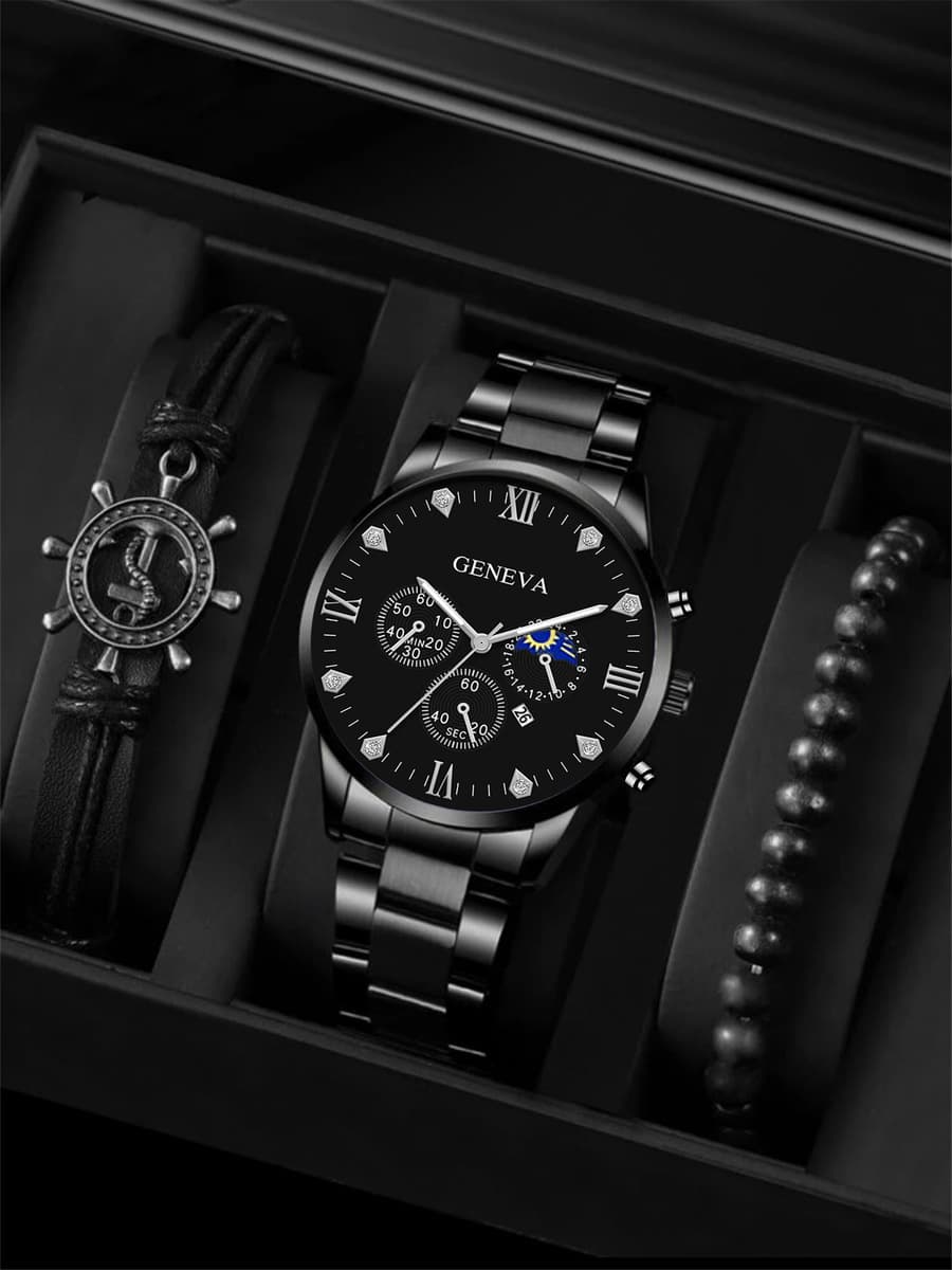 Заводская прямая поставка. Новые модные универсальные мужские кварцевые часы с браслетом, 2025 года.