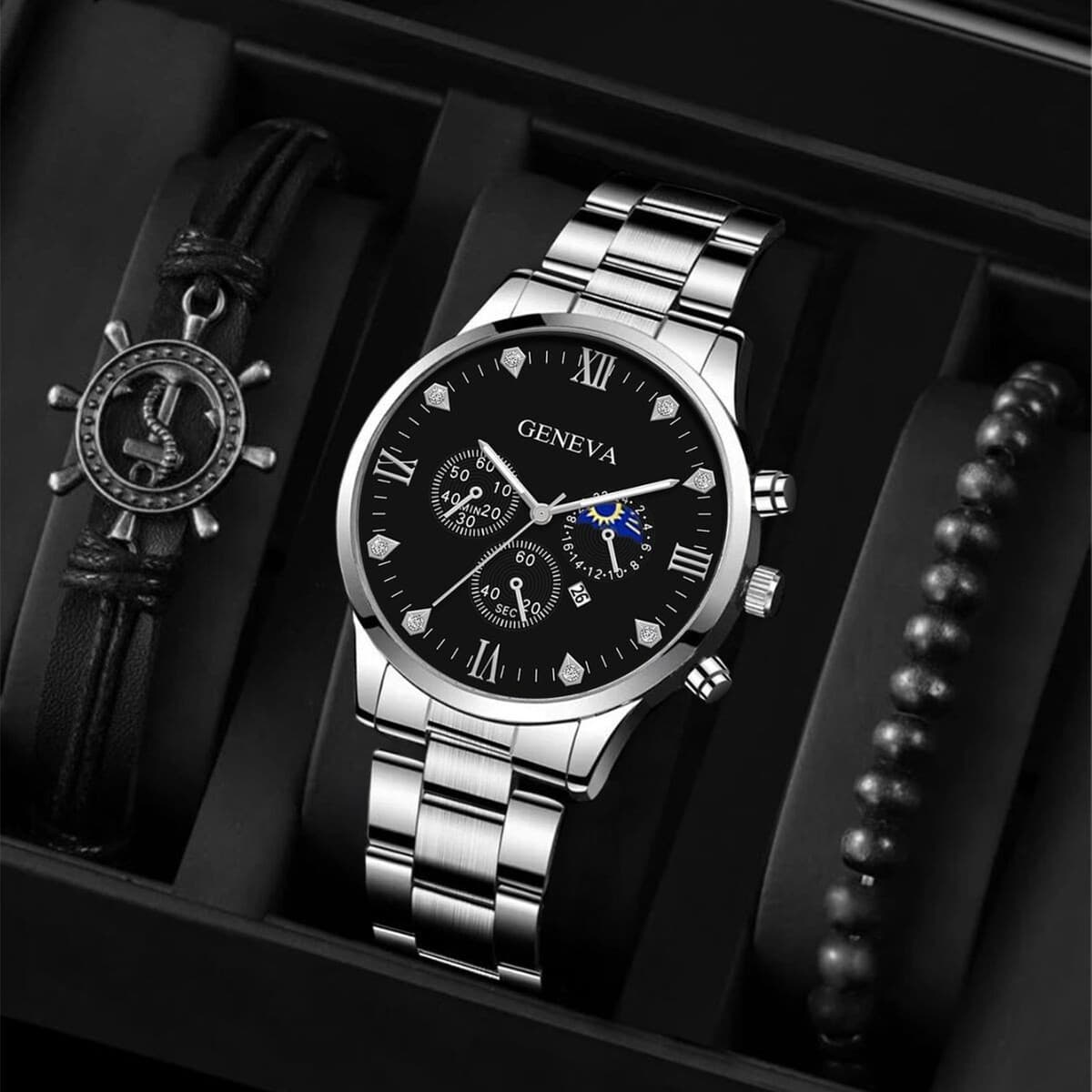 Заводская прямая поставка. Новые модные универсальные мужские кварцевые часы с браслетом, 2025 года.