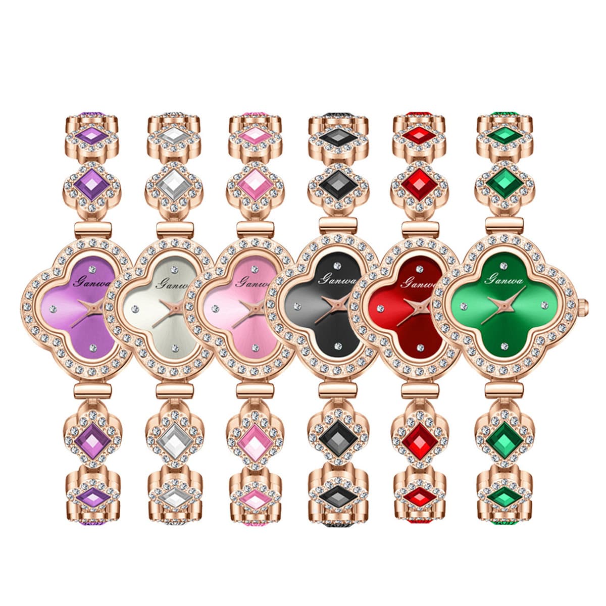 В наличии женские часы-браслет с четырехлистным клевером в прямом эфире, оптовые нишевые кварцевые часы со стразами, модные...