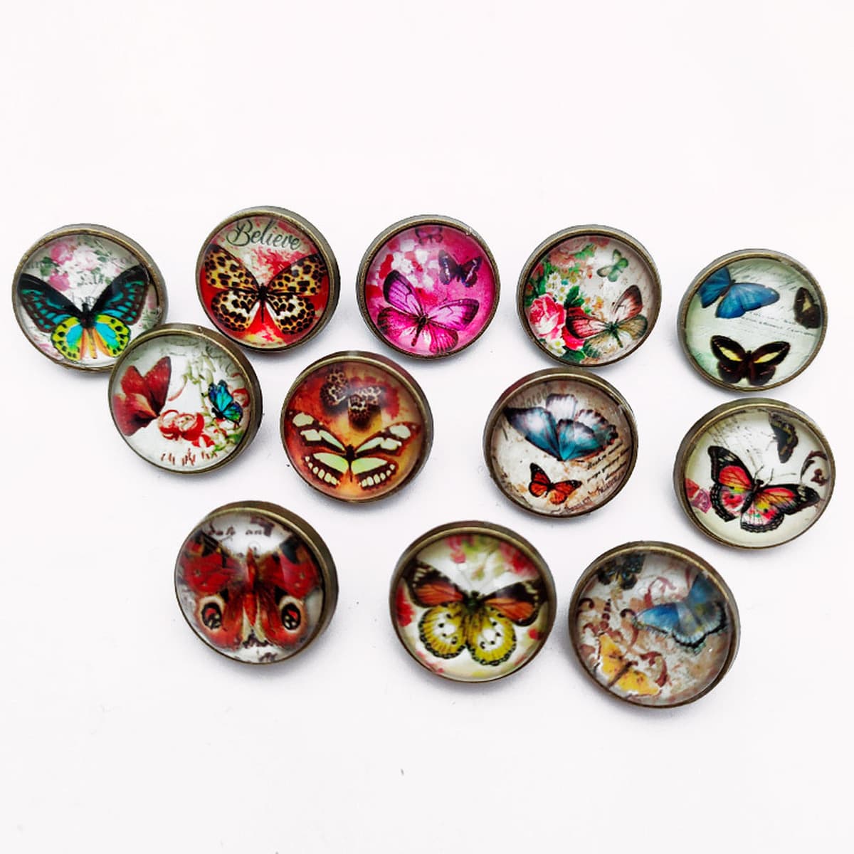 Фабрика прямые поставки DIY время драгоценный камень круглая кнопка оснастки металлический хрусталь мультфильм перо узор...