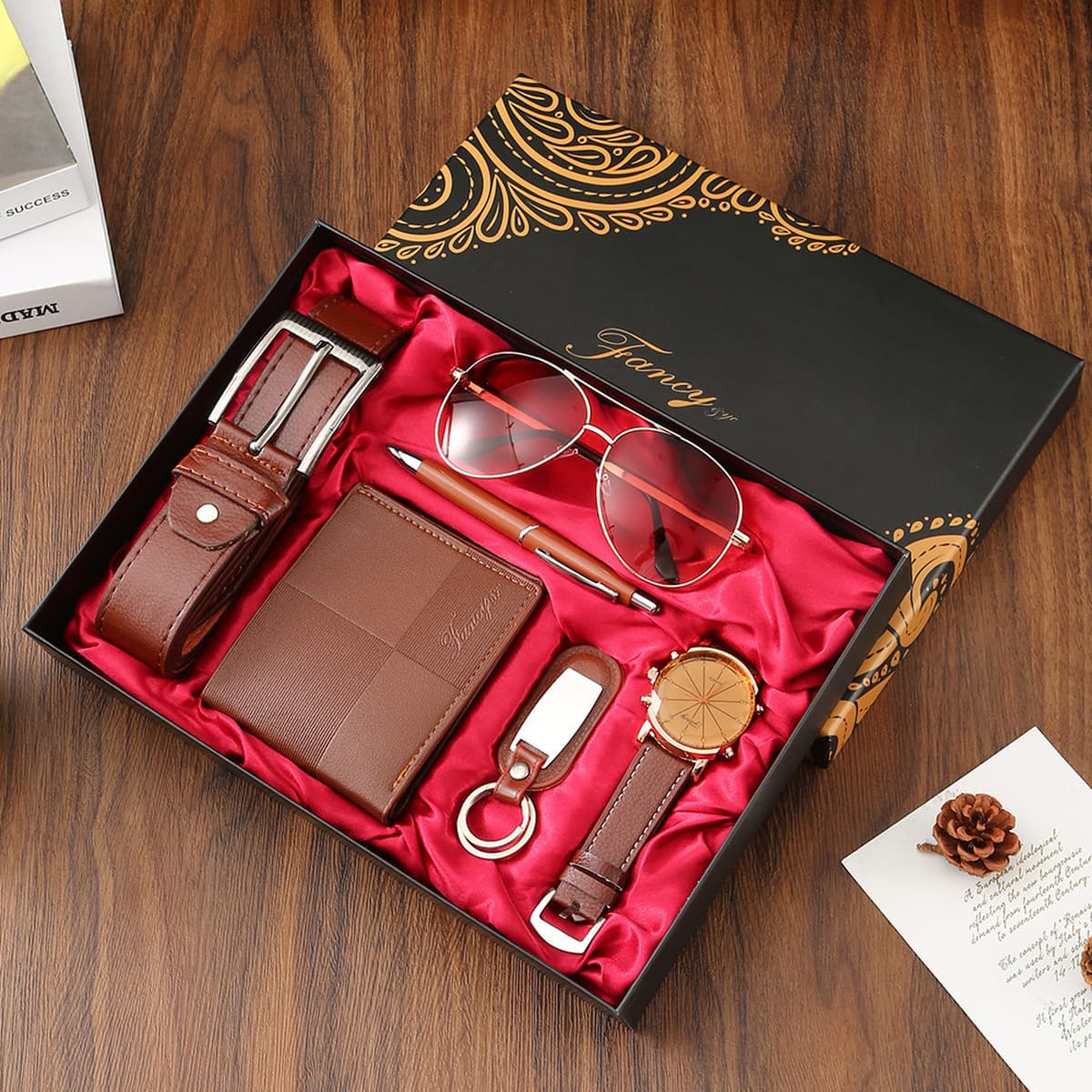 Подарочный набор для мужчин: кошелек, ремень, кварцевые часы, солнцезащитные очки, сувенир, подарок на День отца, День...