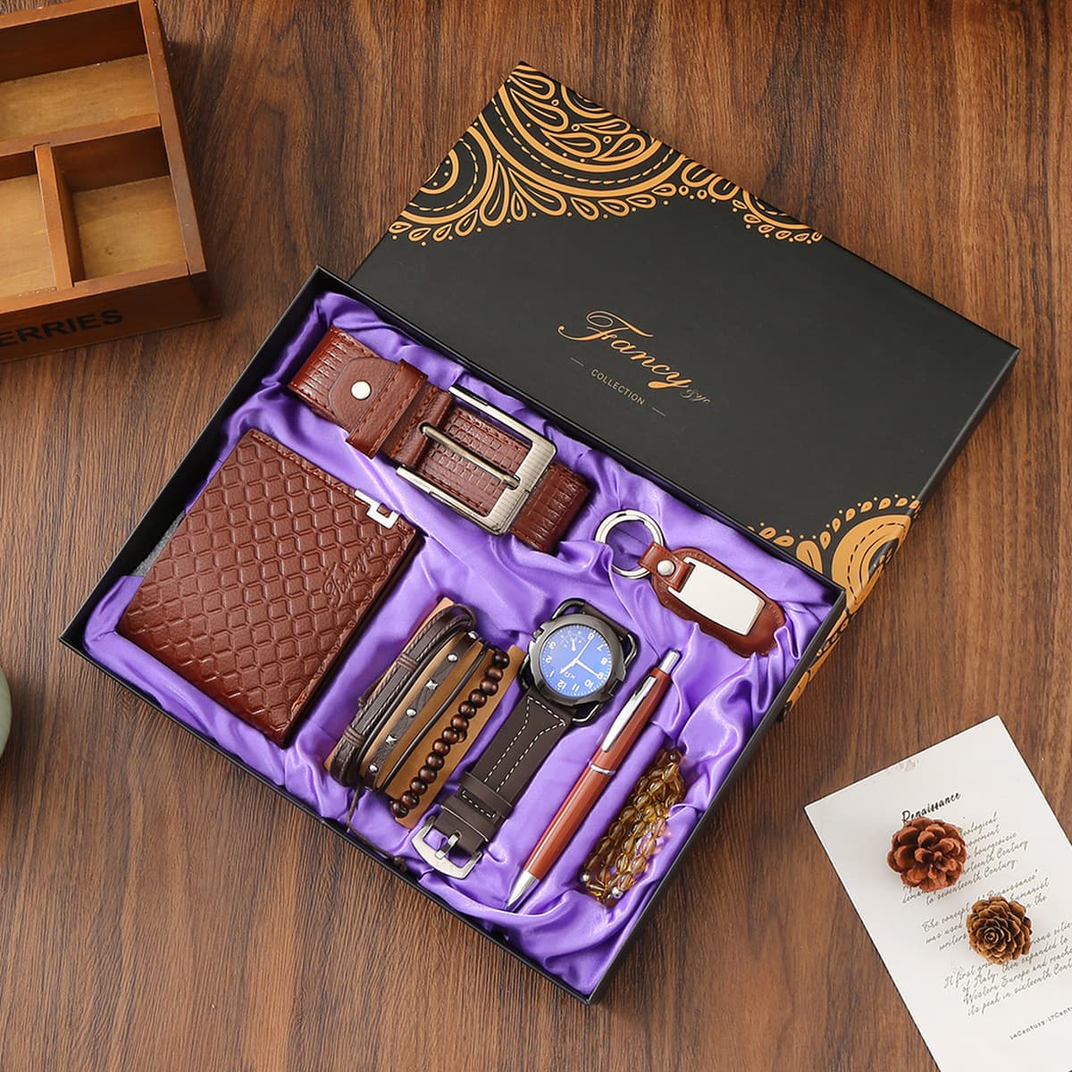 Подарочный набор для мужчин: кошелек, ремень, кварцевые часы, солнцезащитные очки, сувенир, подарок на День отца, День...