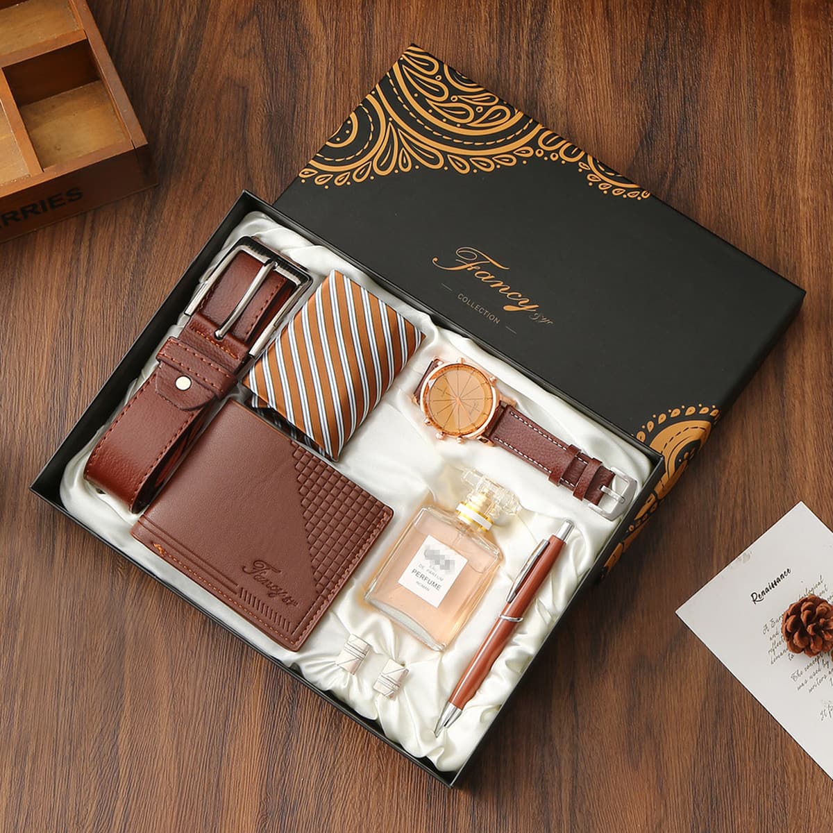 Подарочный набор для мужчин: кошелек, ремень, кварцевые часы, солнцезащитные очки, сувенир, подарок на День отца, День...