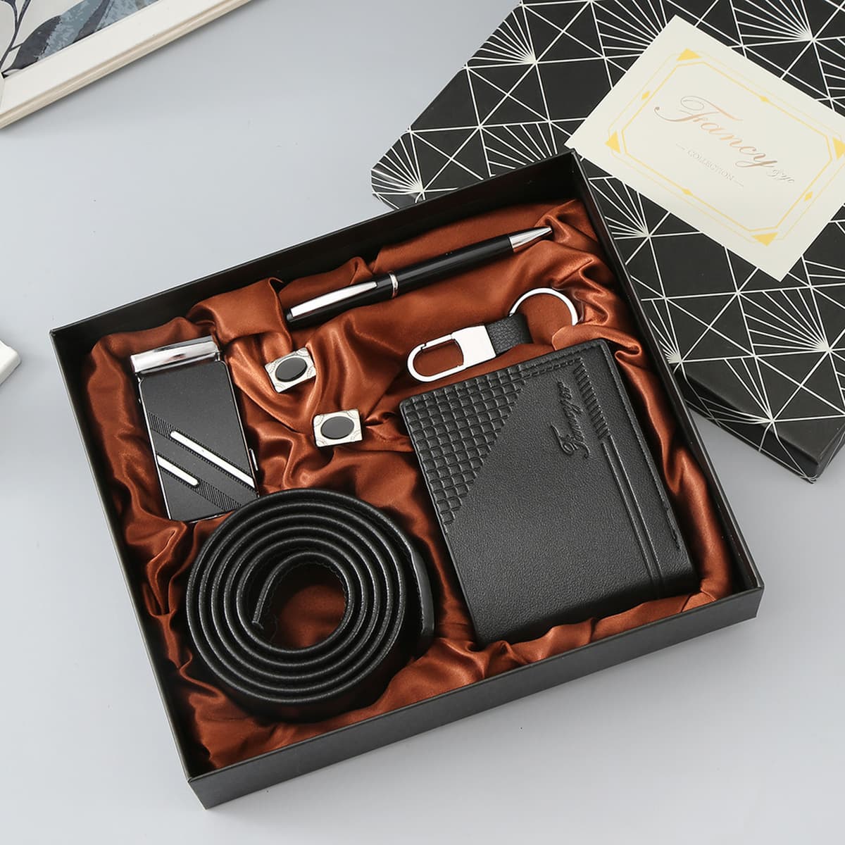 Подарочный набор для мужчин: кошелек, ремень, кварцевые часы, солнцезащитные очки, сувенир, подарок на День отца, День...