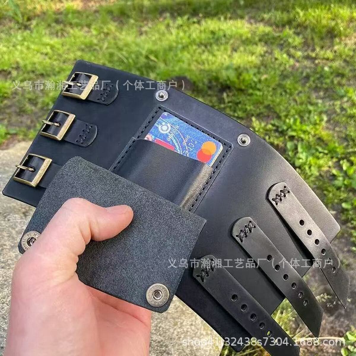 Браслет Европейский и американский ретро мужской велосипедный браслет с держателем для карт, кожаный браслет,...