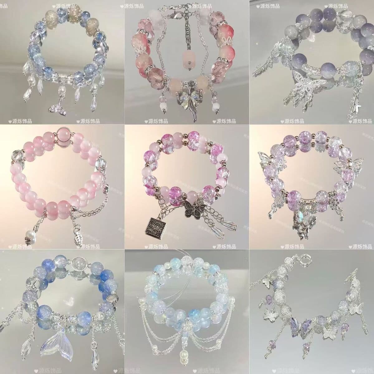 Популярный стильный летний браслет с бабочками и бусинами, модный сладкий браслет с стеклянным бантом для студентов и подруг