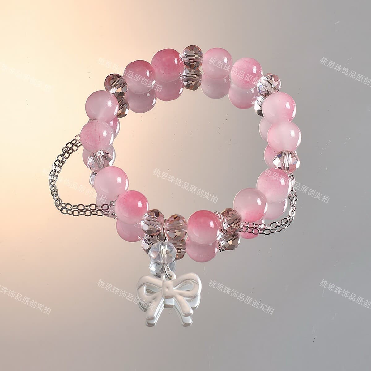 Популярный стильный летний браслет с бабочками и бусинами, модный сладкий браслет с стеклянным бантом для студентов и подруг