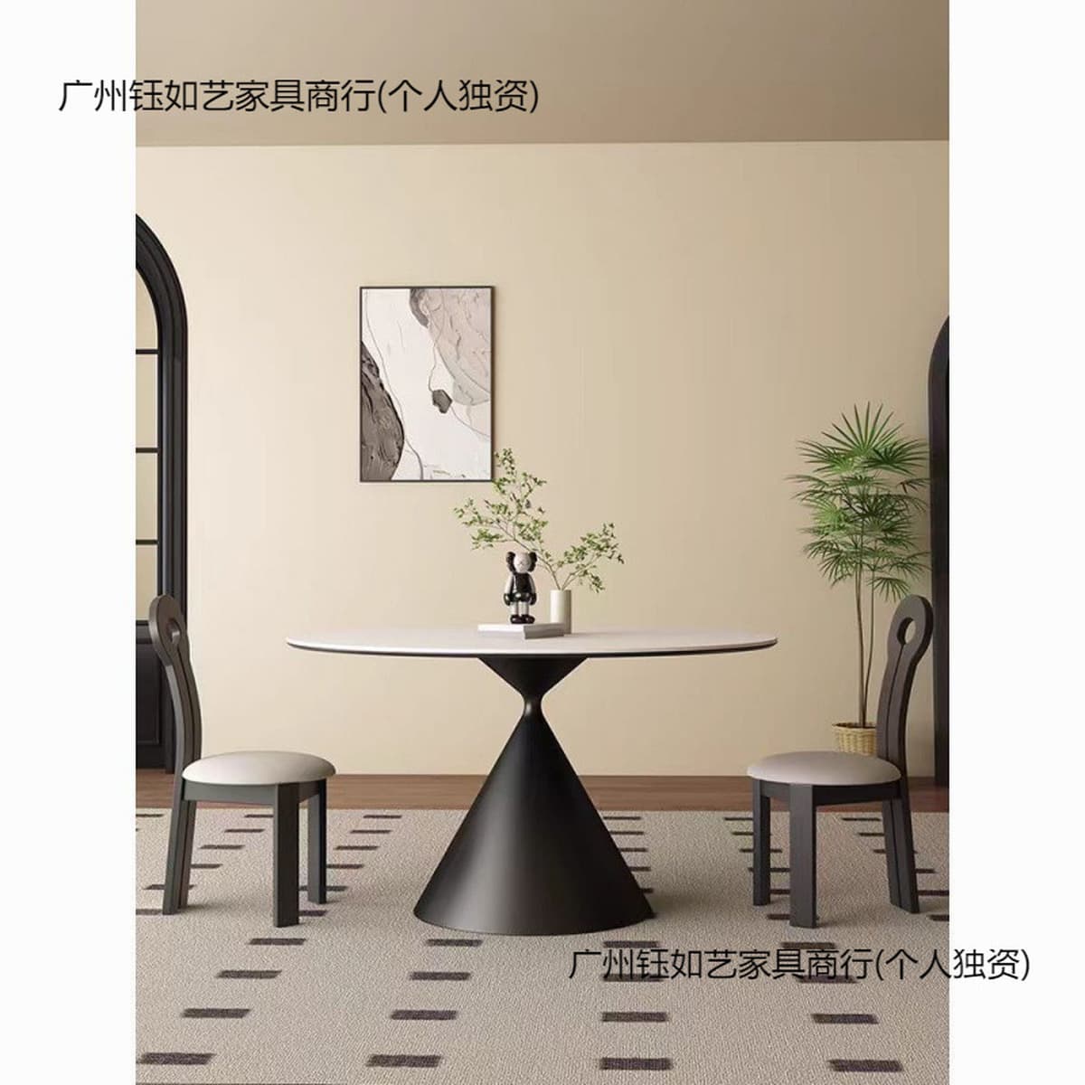 Круглый обеденный стол из сланца для дома, современный простой круглый стол для маленькой квартиры, комплект обеденного...