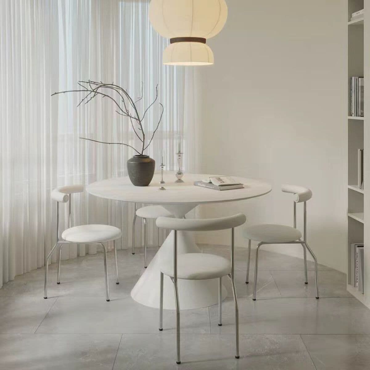 Круглый обеденный стол из сланца для дома, современный простой круглый стол для маленькой квартиры, комплект обеденного...