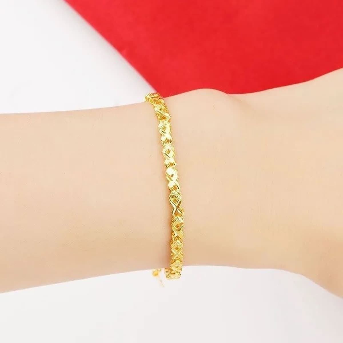 Вьетнамский браслет из песочного золота с клевером для женщин, позолоченный браслет с имитацией сердца 24 карата,...