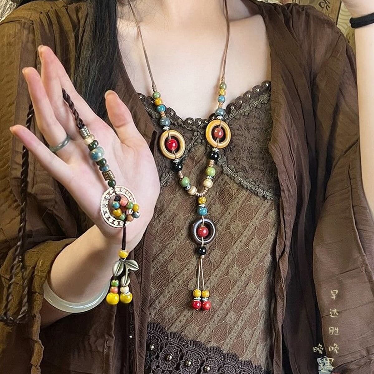 Богемное ретро керамическое ожерелье для женщин, новый китайский стиль, экзотический этнический стиль, высококачественная...
