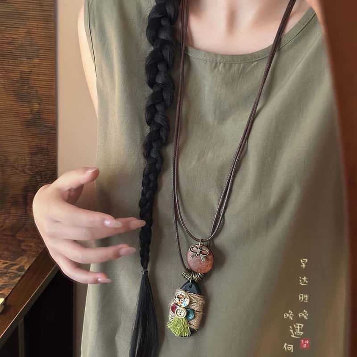 Богемное ретро керамическое ожерелье для женщин, новый китайский стиль, экзотический этнический стиль, высококачественная...