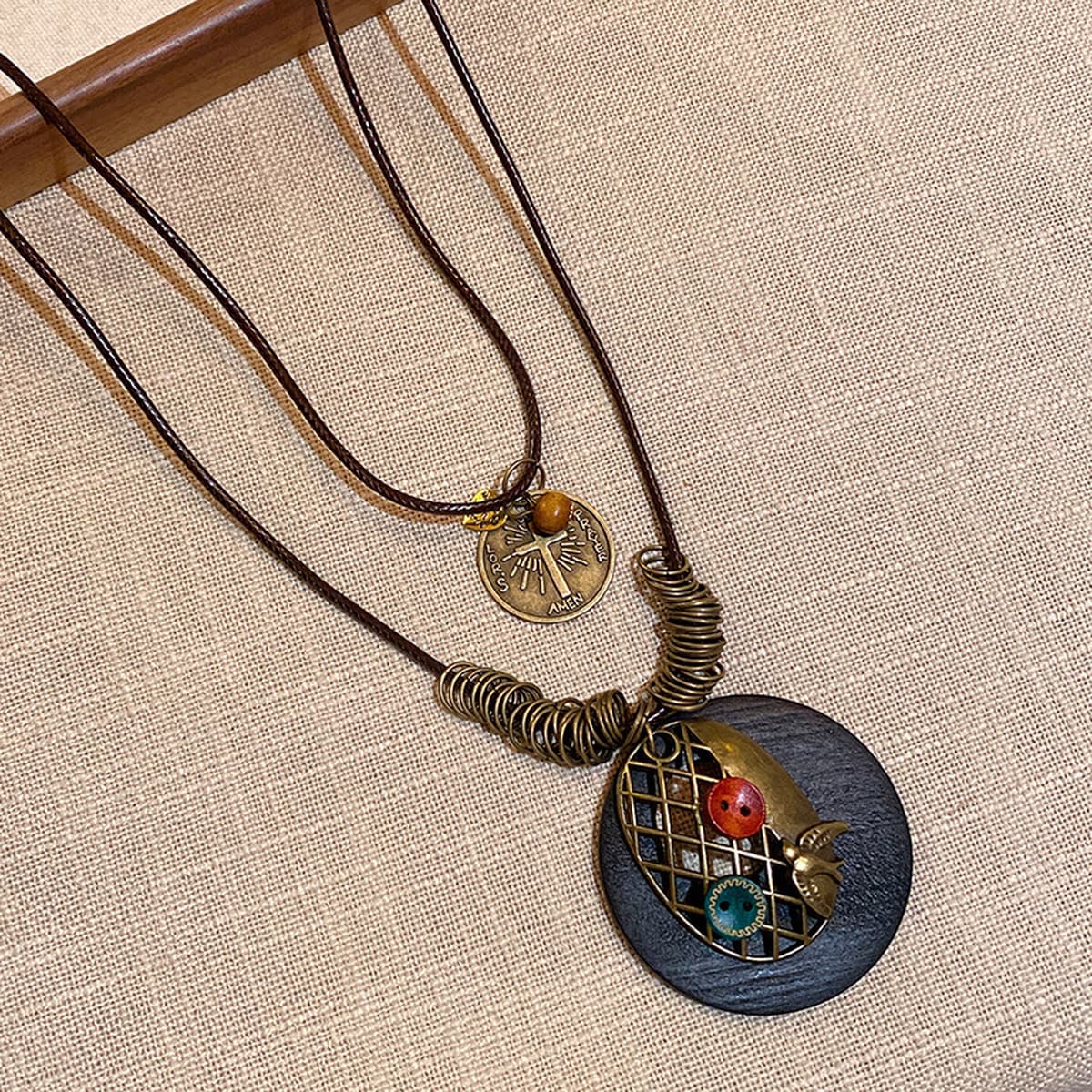 Ретро богемное керамическое ожерелье, длинная цепочка для свитера в средневековом экзотическом этническом стиле,...