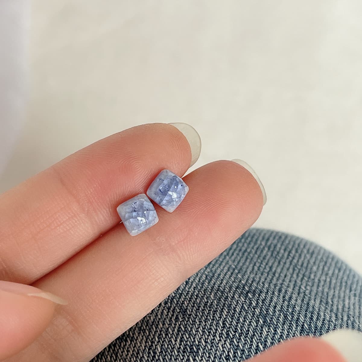 Керамические ледяные трещины Квадратные серьги стальные иглы