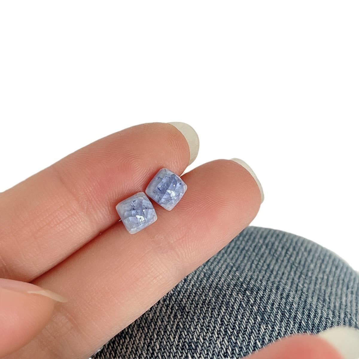 Керамические ледяные трещины Квадратные серьги стальные иглы