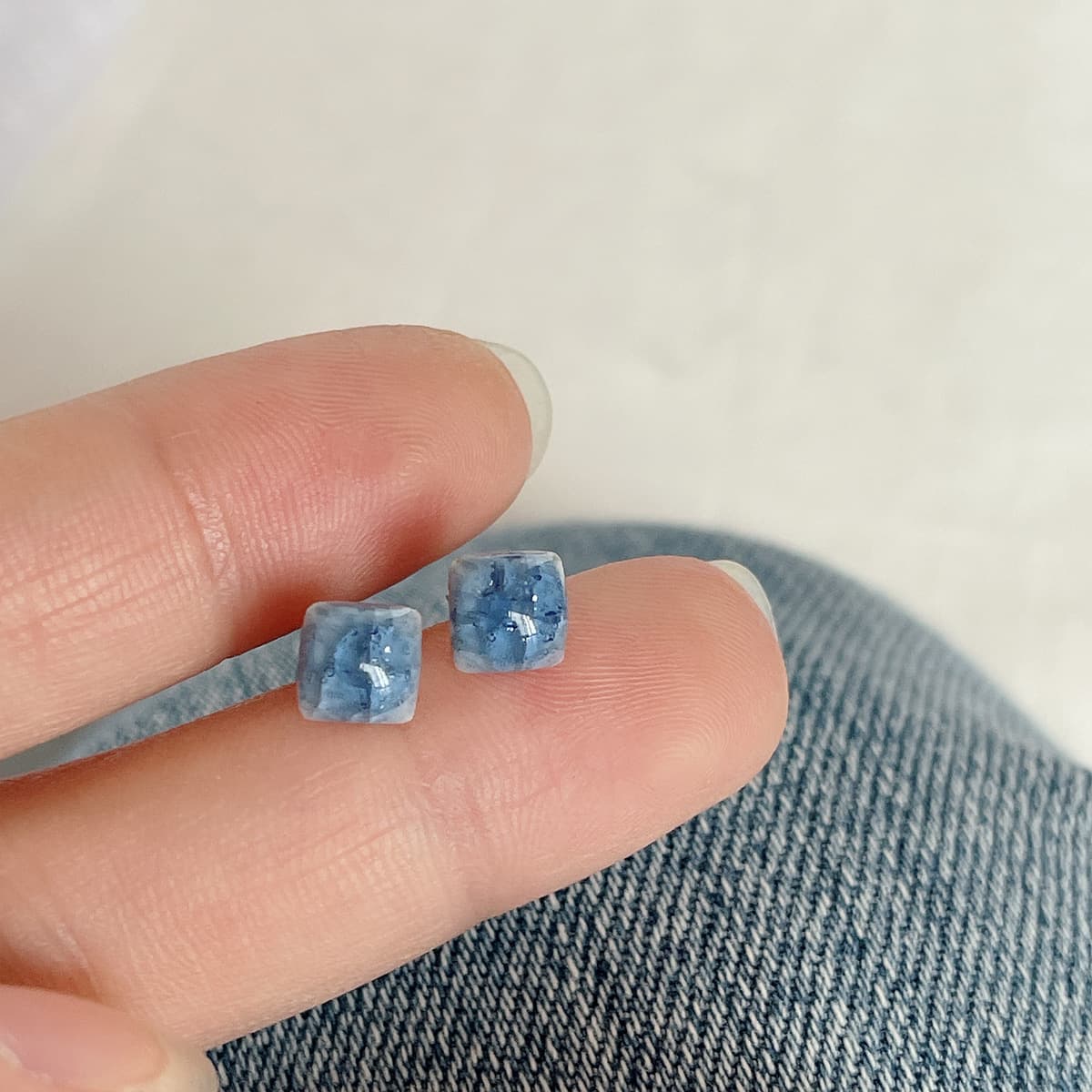 Керамические ледяные трещины Квадратные серьги стальные иглы