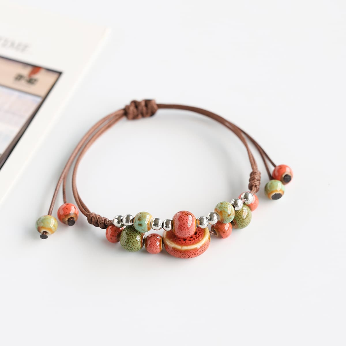 Национальный ветер керамические ювелирные изделия Jingdezhen фарфоровые бусы с ручной веревкой