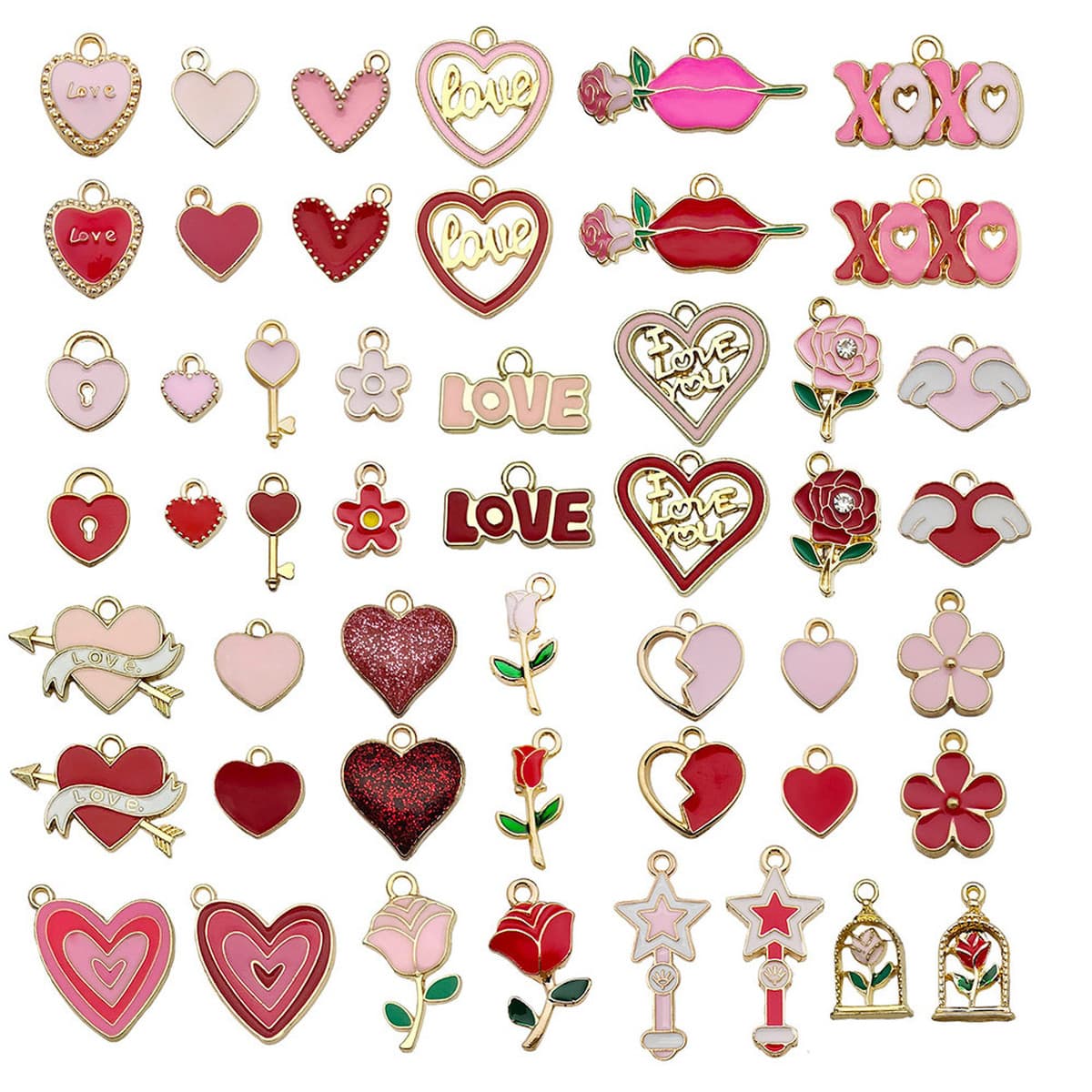 Кулон-подвеска для ожерелья DIY в форме сердца с розой и надписью LOVE, цвет розовый, ко Дню святого Валентина, аксессуары...