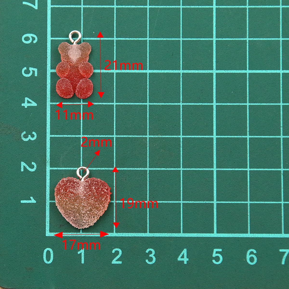 3 DIY аксессуары из смолы градиент медведь персик сердце кулон Смола Шарм Кулон багажное ожерелье аксессуары