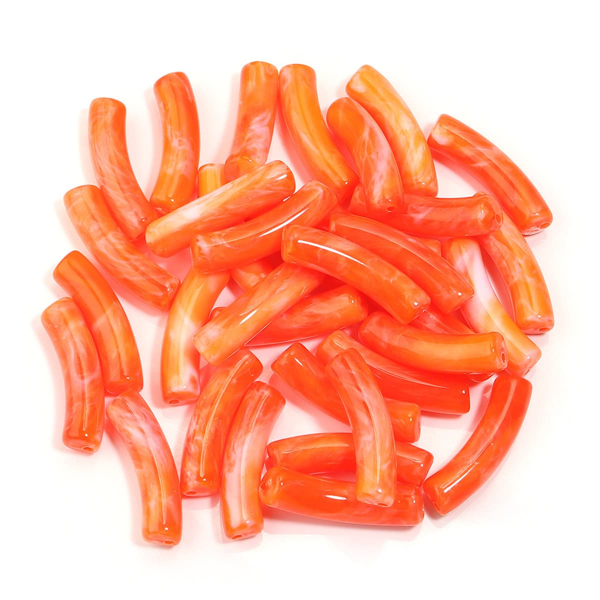 Изогнутая трубка, акриловые одноцветные смешанные цветные трубчатые бусины, ожерелье «сделай сам», ручные украшения,...