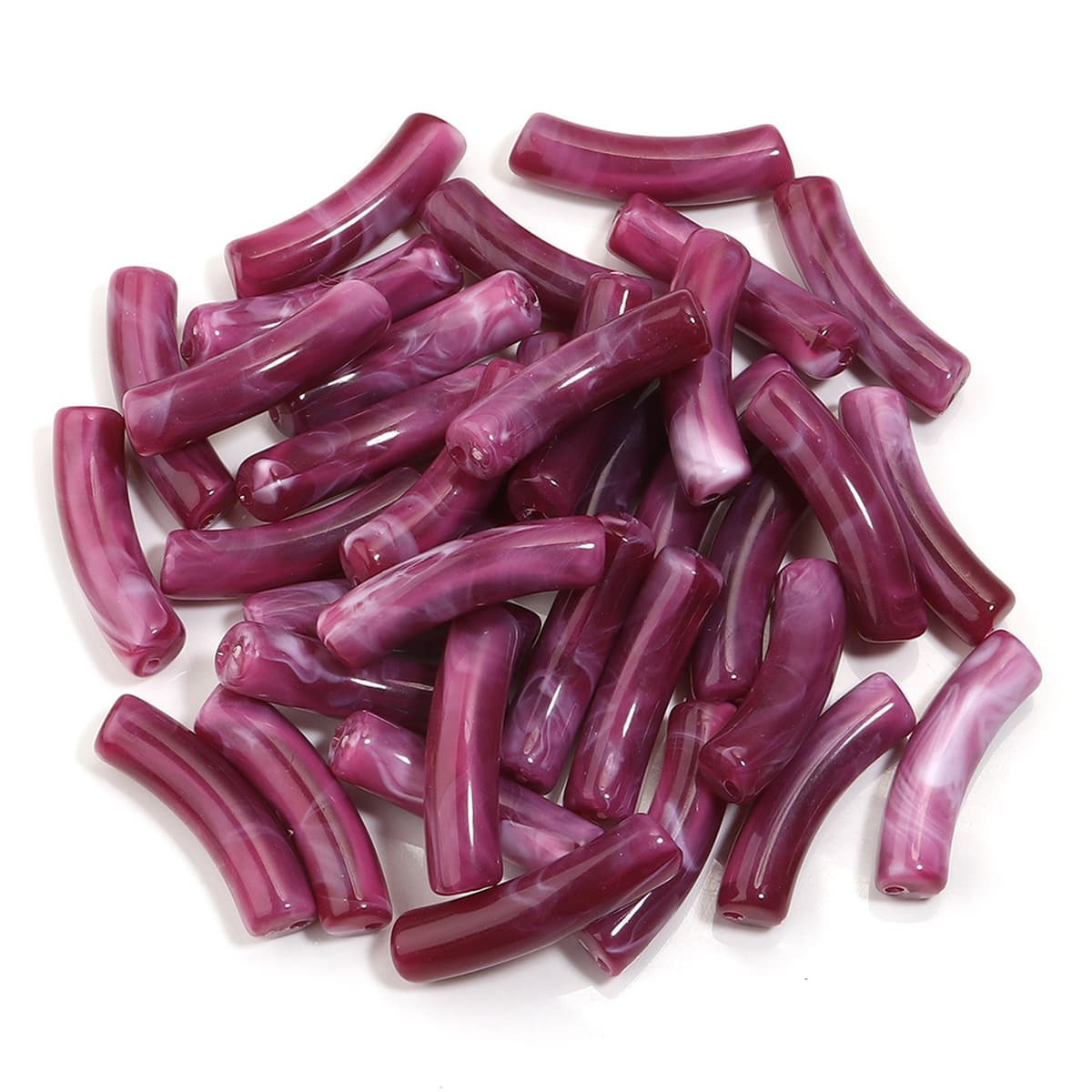 Изогнутая трубка, акриловые одноцветные смешанные цветные трубчатые бусины, ожерелье «сделай сам», ручные украшения,...