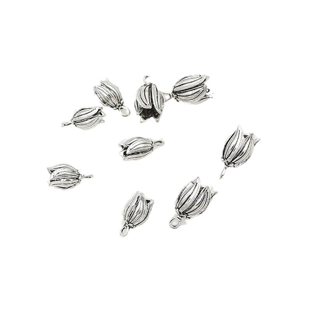 Ретро старинный серебряный тюльпан кулон кулон ручной работы серьги ожерелье тибетский серебряный кулон украшения DIY...