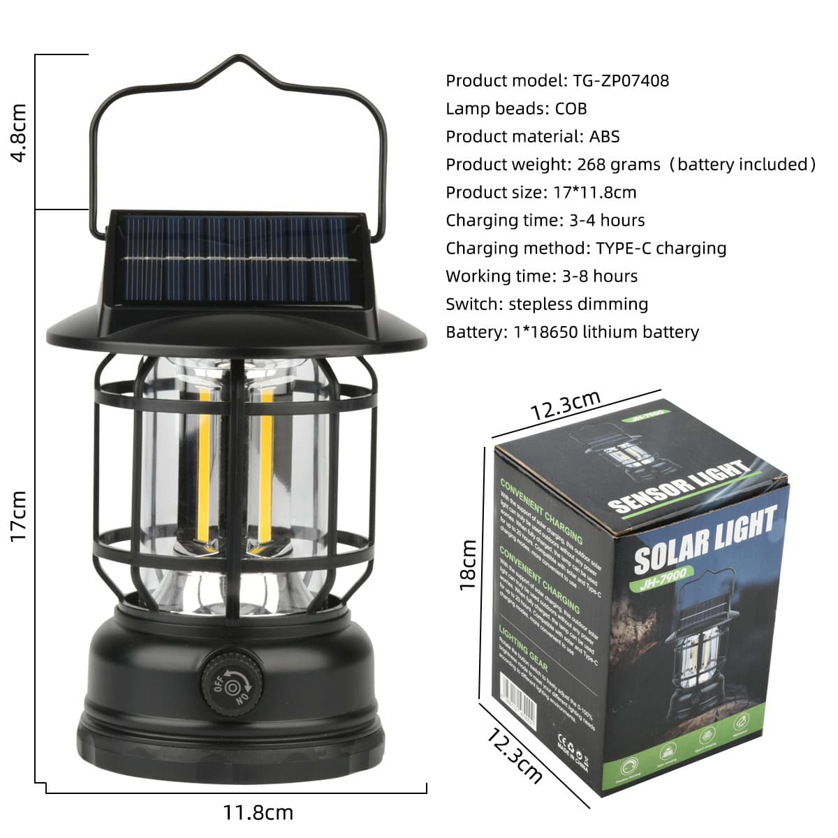 Трансграничная солнечная лампа внутреннего двора Домашняя атмосфера Сад кемпинг Зарядка Ретро портативный фонарь Подарочная...