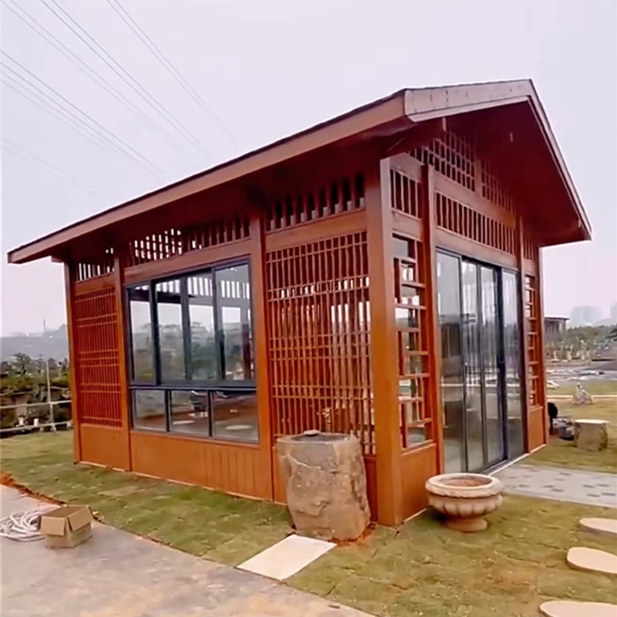 Открытый антикварный садовый дом Чайная комната антикоррозионная деревянная подвижная простая деревянная домовая беседка в...