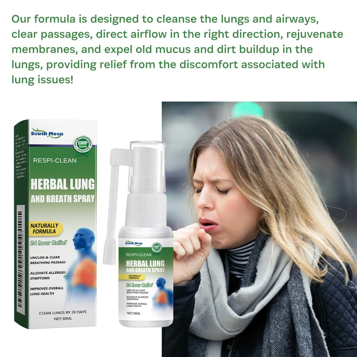 Спрей для тела South Moon Herbal: Нежное очищение, уход за горлом и полостью рта