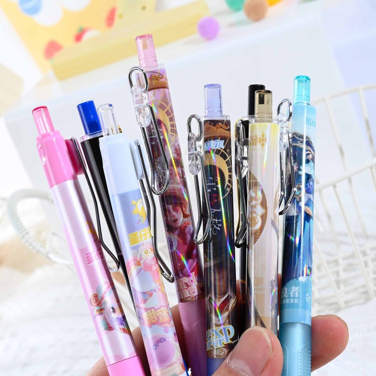 Популярная игрушка по мотивам Demon Slayer: набор ручек в стиле аниме, выдвижная гелевая ручка с черными чернилами,...