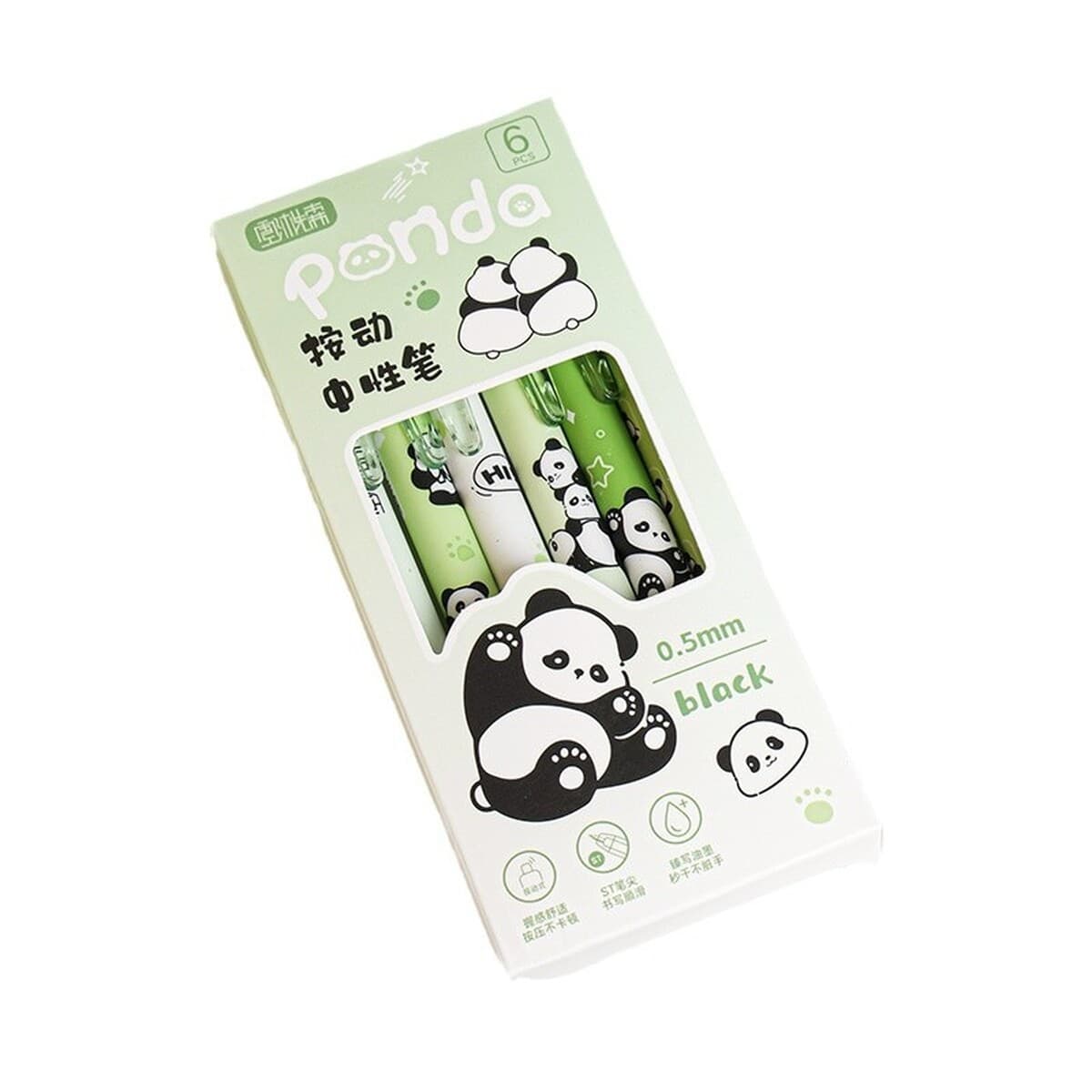 Мультяшная панда нажимает на гениальную ручку для креативной подписи