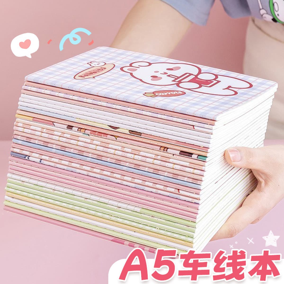 Тетрадь формата А5 с мультяшным дизайном, прошитая, для студентов, утолщенная, высококачественные учебные принадлежности,...